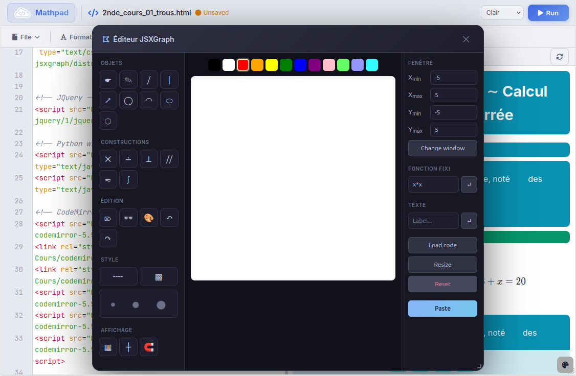 JSXGraph Editor